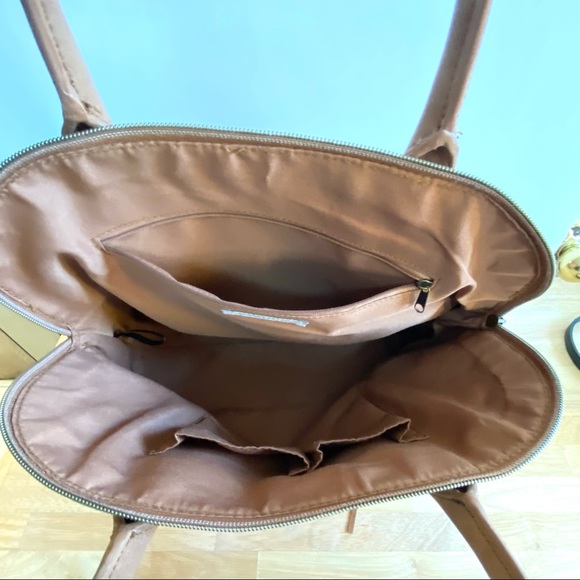 Kenneth Cole Reaction Tan Vegan Leather Satchel Handbag - Picture 5 of 11